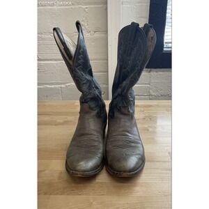 Justin 2225 Grey Blue Leather Western Cowboy Boots Men's Size 10.5 D Made in USA